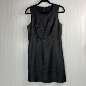 Madewell Black Crew Neck Sleeveless Pullover Pure Leather Sheath Dress Size 6